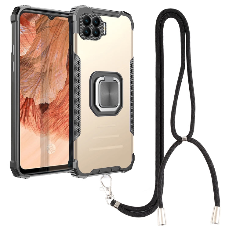 For OPPO A73 Aluminum Alloy + TPU Phone Case with Lanyard