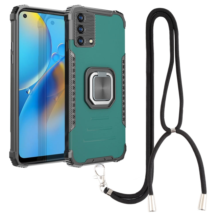 For OPPO A74 4G Aluminum Alloy + TPU Phone Case with Lanyard