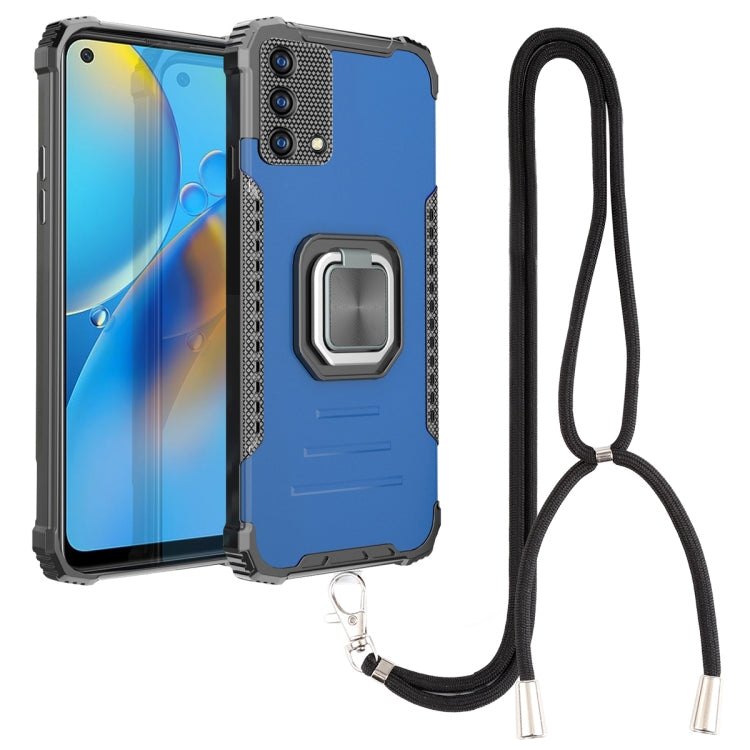 For OPPO A74 4G Aluminum Alloy + TPU Phone Case with Lanyard