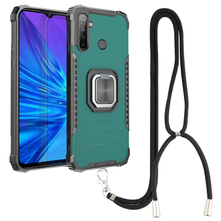 For OPPO Realme 5 Aluminum Alloy + TPU Phone Case with Lanyard