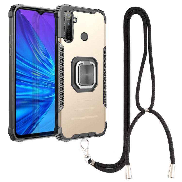 For OPPO Realme 5 Aluminum Alloy + TPU Phone Case with Lanyard