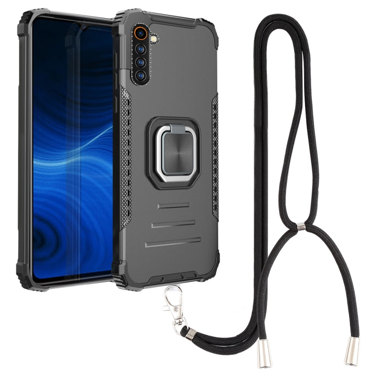 For OPPO Realme 6 Aluminum Alloy + TPU Phone Case with Lanyard