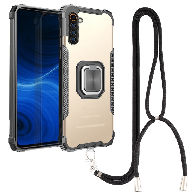 For OPPO Realme 6 Aluminum Alloy + TPU Phone Case with Lanyard