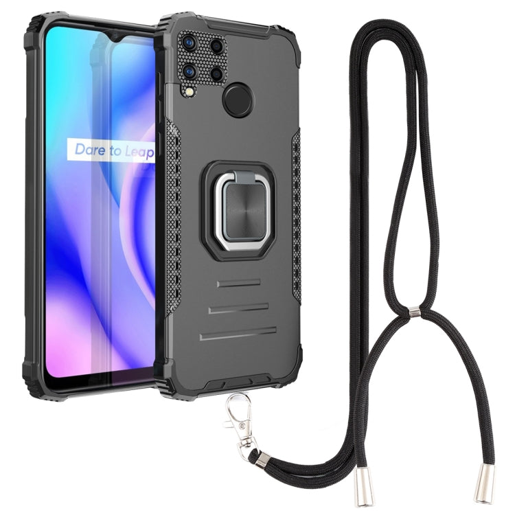 For OPPO Realme C15 / C12 / C25 Aluminum Alloy + TPU Phone Case with Lanyard