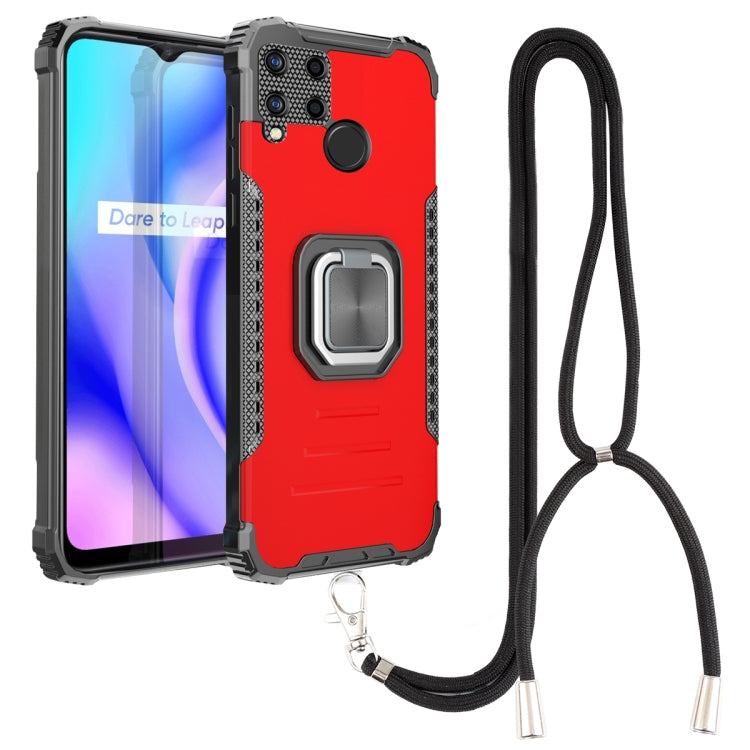 For OPPO Realme C15 / C12 / C25 Aluminum Alloy + TPU Phone Case with Lanyard