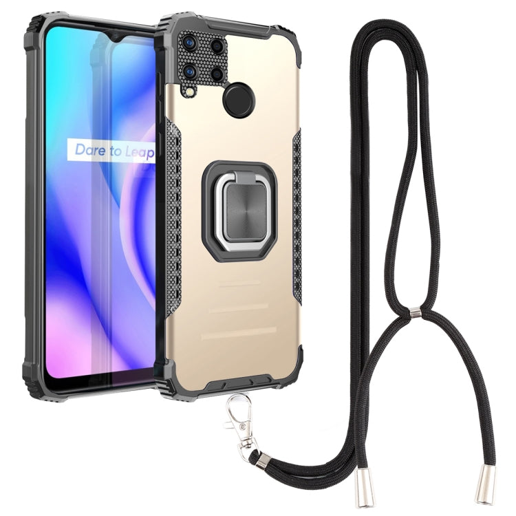 For OPPO Realme C15 / C12 / C25 Aluminum Alloy + TPU Phone Case with Lanyard