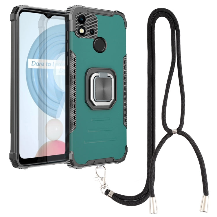For OPPO Realme C20 / C21 / C11 / C11 2021 Aluminum Alloy + TPU Phone Case with Lanyard