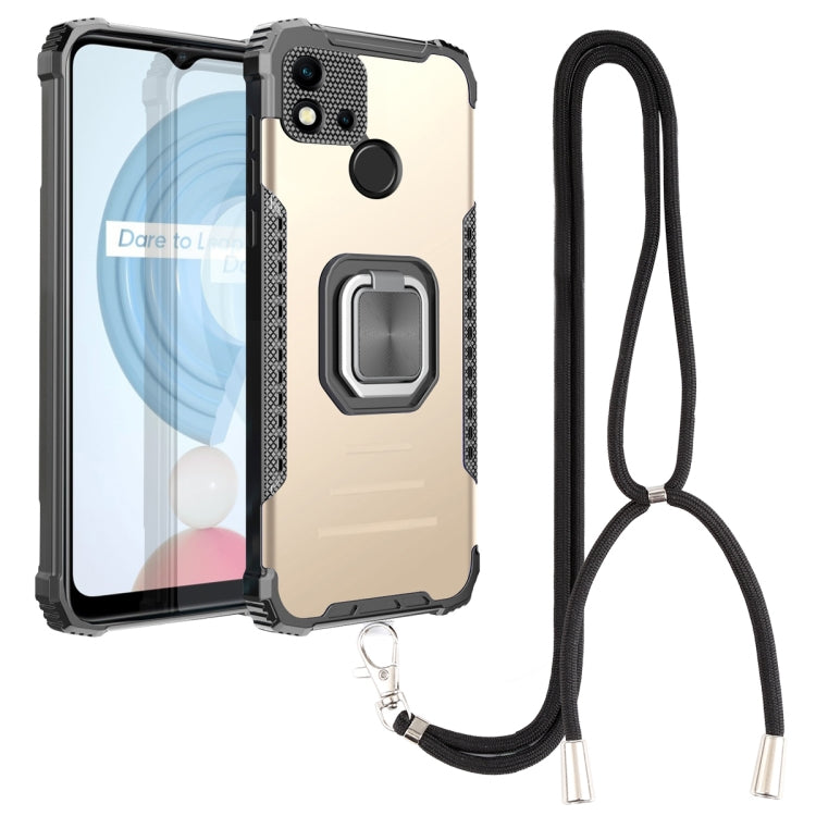 For OPPO Realme C20 / C21 / C11 / C11 2021 Aluminum Alloy + TPU Phone Case with Lanyard