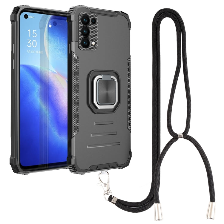 For OPPO Reno5 Aluminum Alloy + TPU Phone Case with Lanyard