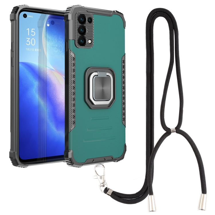 For OPPO Reno5 Aluminum Alloy + TPU Phone Case with Lanyard