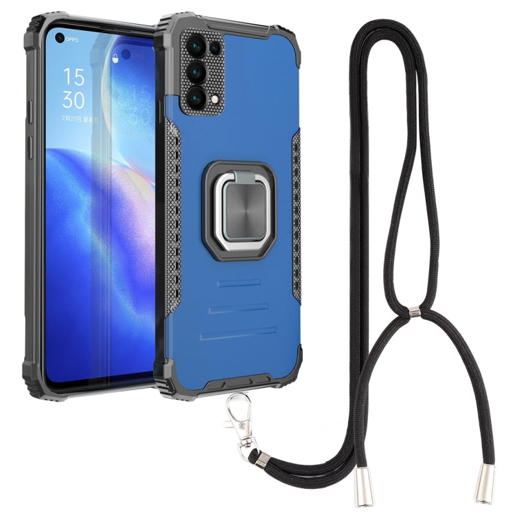For OPPO Reno5 Aluminum Alloy + TPU Phone Case with Lanyard