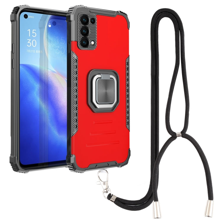For OPPO Reno5 Aluminum Alloy + TPU Phone Case with Lanyard