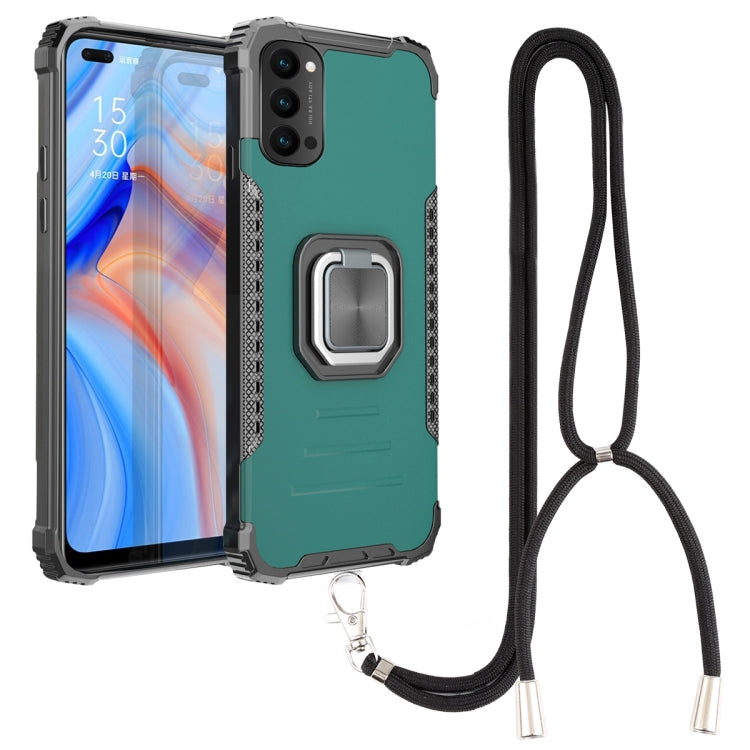 For OPPO Reno4 5G / 4G Aluminum Alloy + TPU Phone Case with Lanyard