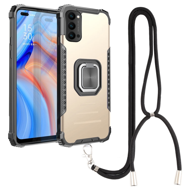 For OPPO Reno4 5G / 4G Aluminum Alloy + TPU Phone Case with Lanyard