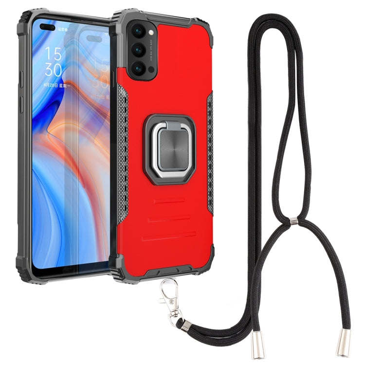 For OPPO Reno4 5G / 4G Aluminum Alloy + TPU Phone Case with Lanyard