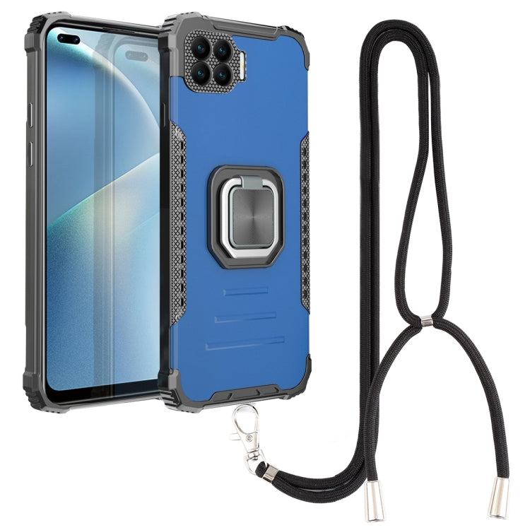 For OPPO Reno4 F Aluminum Alloy + TPU Phone Case with Lanyard