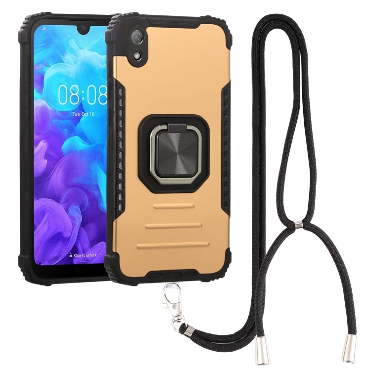 For Huawei Y5 2019 Aluminum Alloy + TPU Phone Case with Lanyard