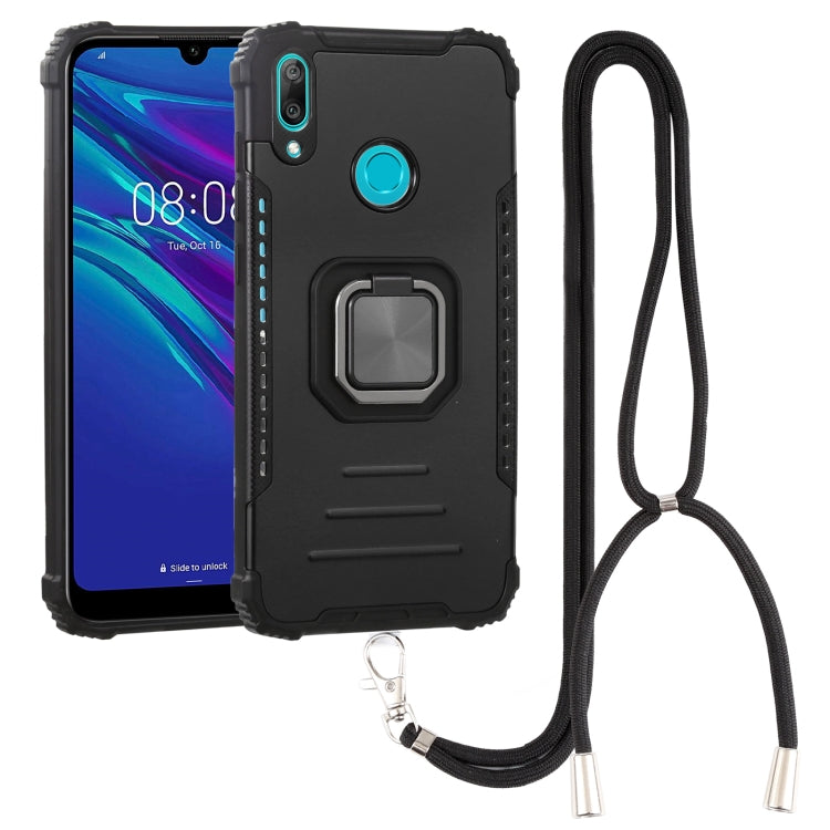 For Huawei Y7 2019 / Y7 Prime 2019 Aluminum Alloy + TPU Phone Case with Lanyard