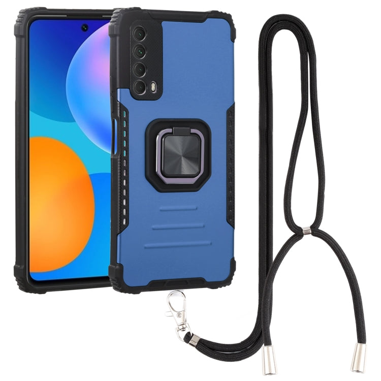 For Huawei Y7a / P Smart 2021 Aluminum Alloy + TPU Phone Case with Lanyard