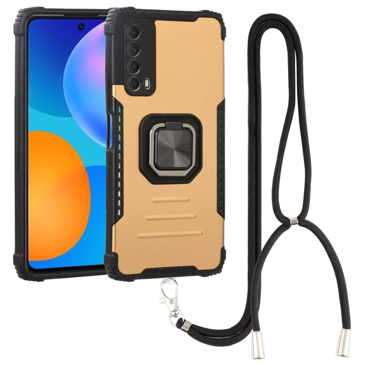 For Huawei Y7a / P Smart 2021 Aluminum Alloy + TPU Phone Case with Lanyard