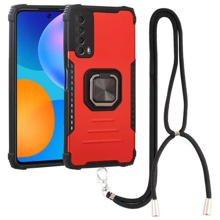 For Huawei Y7a / P Smart 2021 Aluminum Alloy + TPU Phone Case with Lanyard