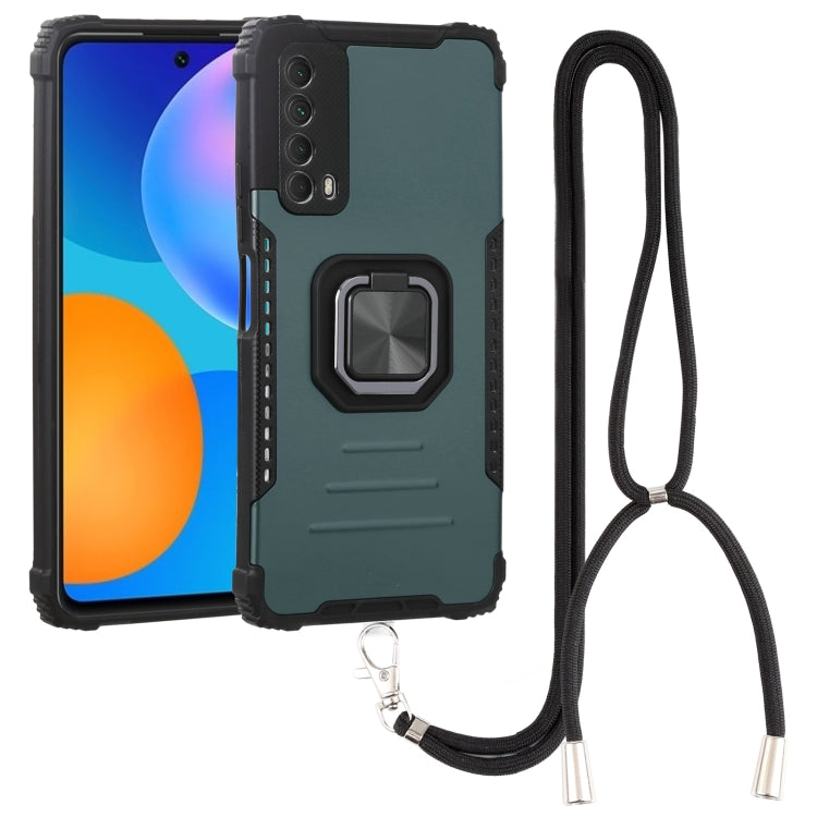 For Huawei Y7a / P Smart 2021 Aluminum Alloy + TPU Phone Case with Lanyard