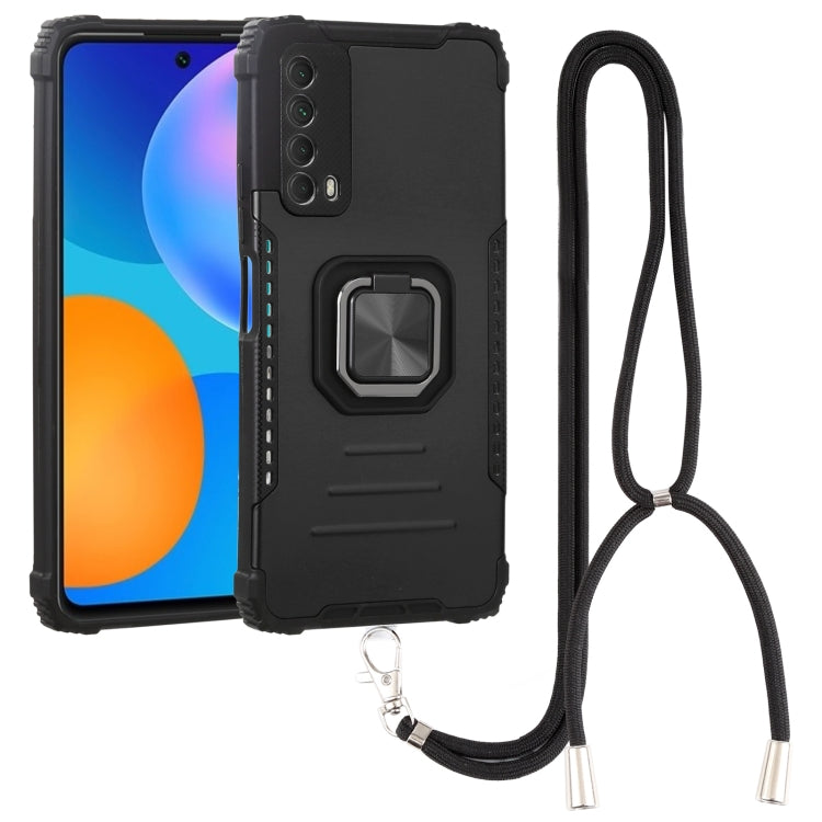 For Huawei Y7a / P Smart 2021 Aluminum Alloy + TPU Phone Case with Lanyard
