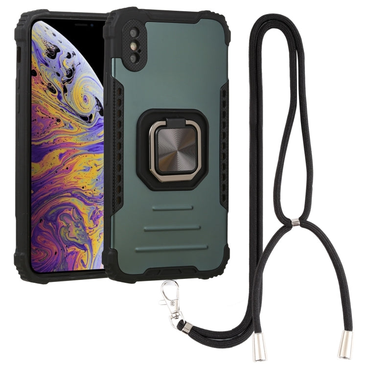 For iPhone XS Max Lanyard Aluminum TPU Case