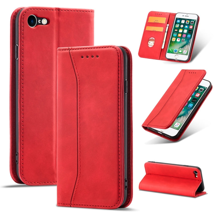 For iPhone SE 2022 / SE 2020 / 8 / 7 Magnetic Dual-fold Leather Case