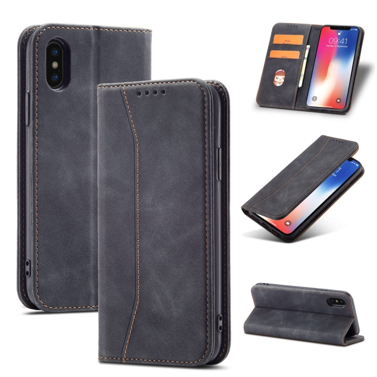 For iPhone X / XS Magnetic Dual-fold Leather Case