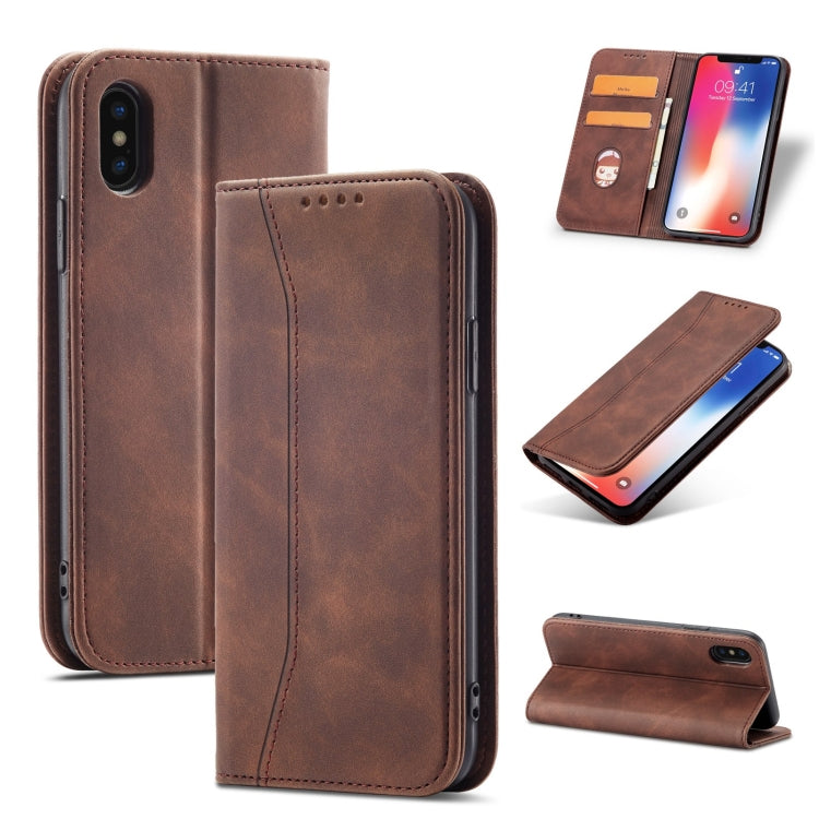 For iPhone X / XS Magnetic Dual-fold Leather Case