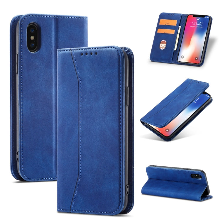 For iPhone X / XS Magnetic Dual-fold Leather Case
