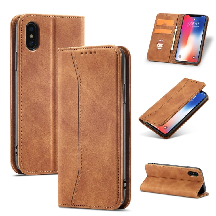 For iPhone X / XS Magnetic Dual-fold Leather Case