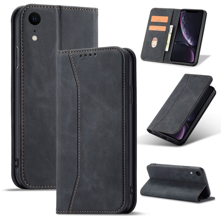 For iPhone XR Magnetic Dual-fold Leather Case