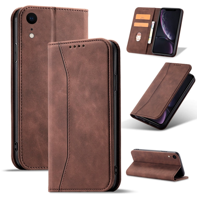 For iPhone XR Magnetic Dual-fold Leather Case