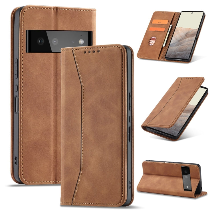 For Google Pixel 6 Magnetic Dual-fold Leather Phone Case