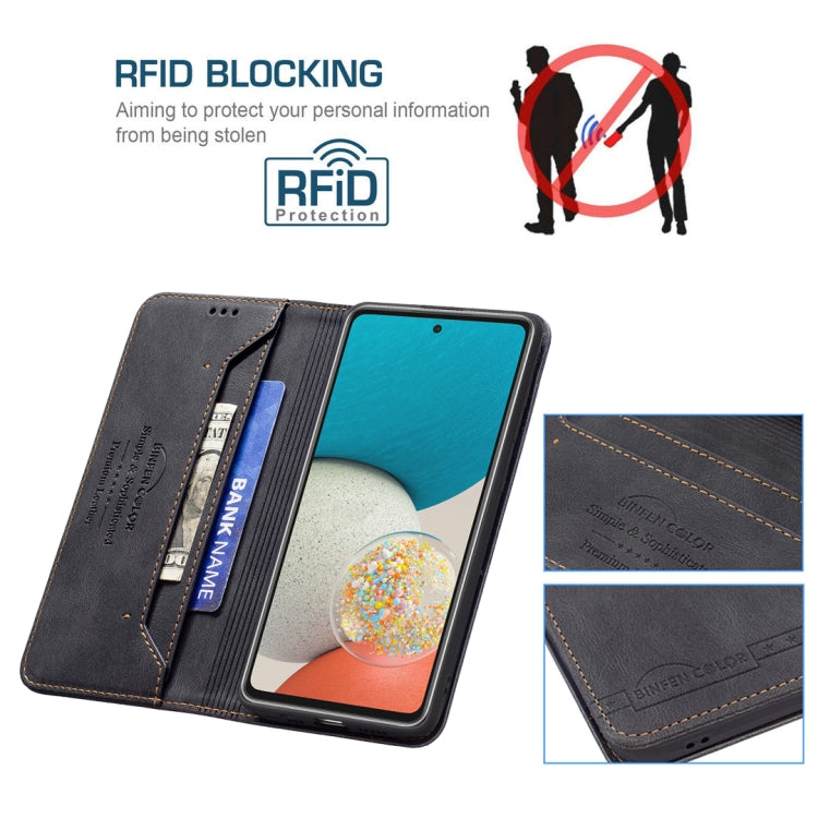 For Samsung Galaxy A53 5G Magnetic RFID Blocking Anti-Theft Leather Phone Case
