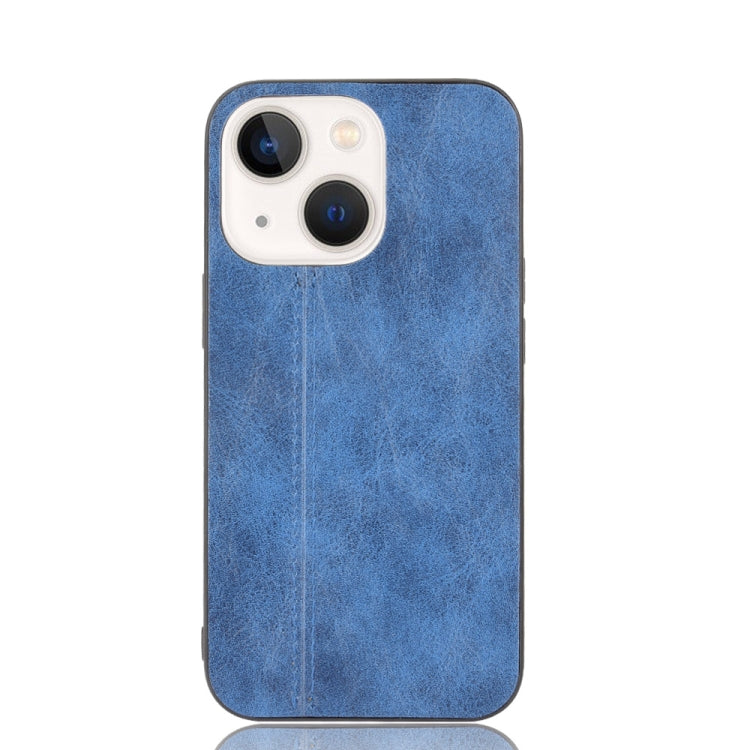 For iPhone 13 mini Sewing Cow Leather Soft PC Case