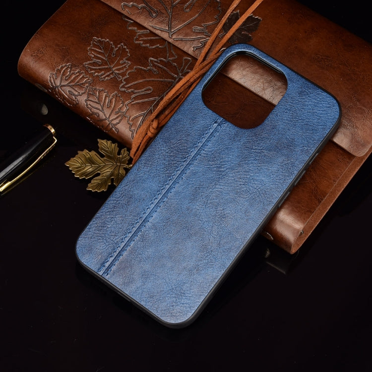 For iPhone 13 mini Sewing Cow Leather Soft PC Case
