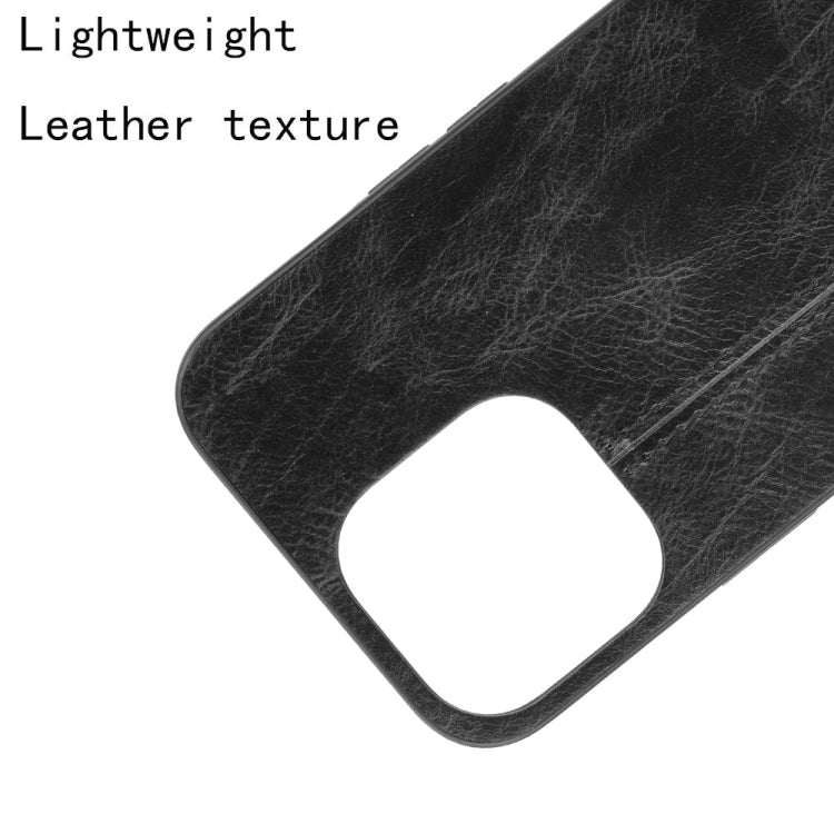 For iPhone 13 Pro Sewing Cow Leather Soft PC Case