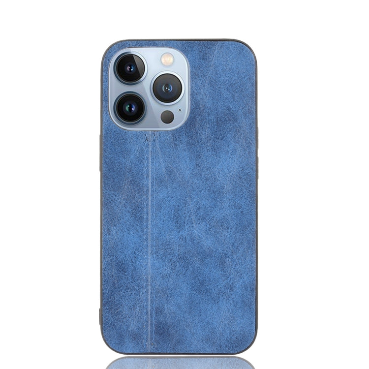 For iPhone 13 Pro Max Sewing Cow Leather Soft PC Case