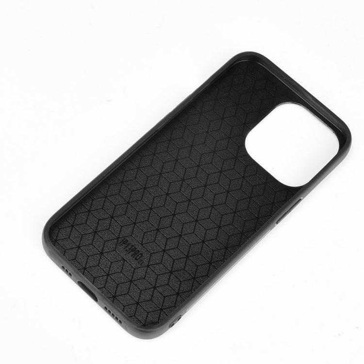 For iPhone 13 Pro Max Sewing Cow Leather Soft PC Case