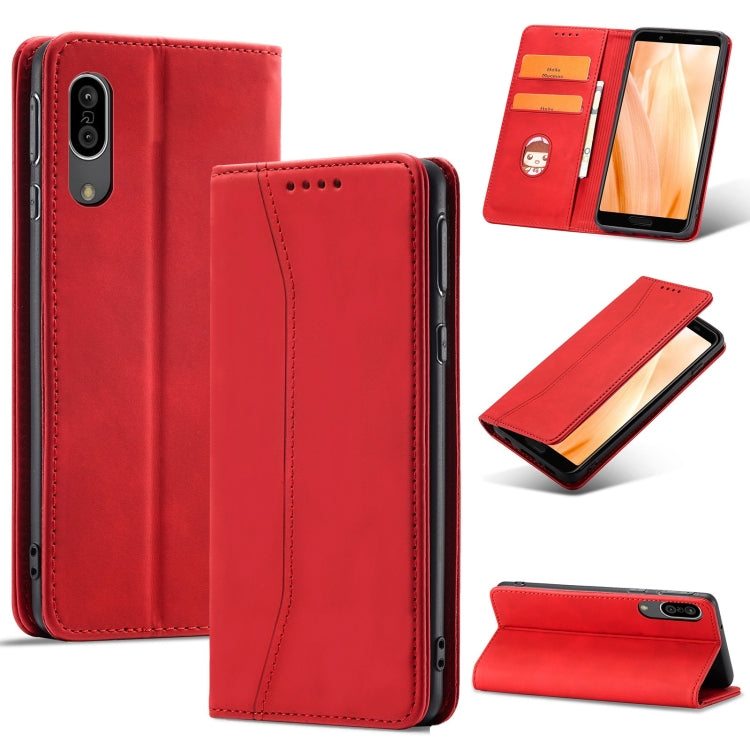 For Sharp Aquos Sense 3 Magnetic Dual-fold Leather Phone Case