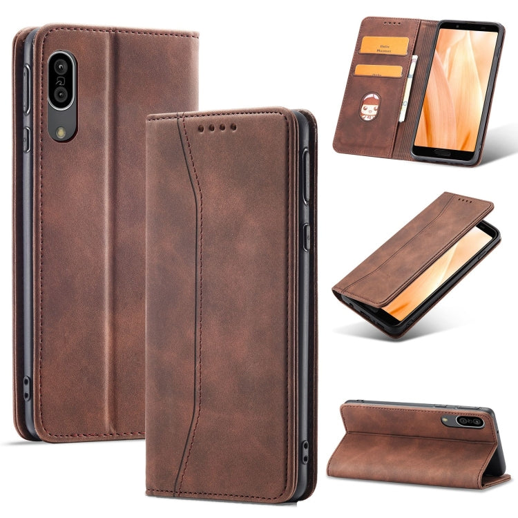 For Sharp Aquos Sense 3 Magnetic Dual-fold Leather Phone Case