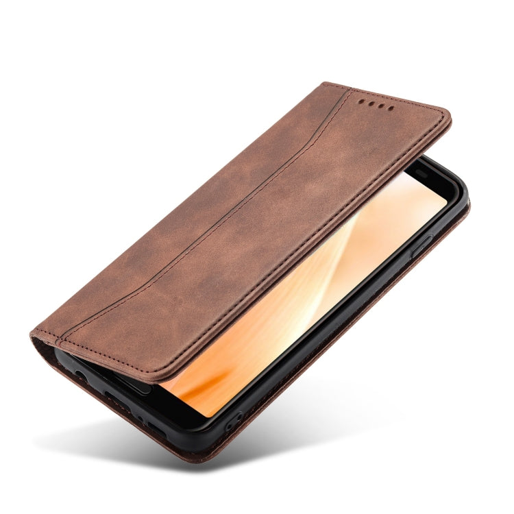 For Sharp Aquos Sense 3 Magnetic Dual-fold Leather Phone Case