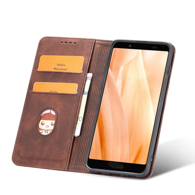 For Sharp Aquos Sense 3 Magnetic Dual-fold Leather Phone Case