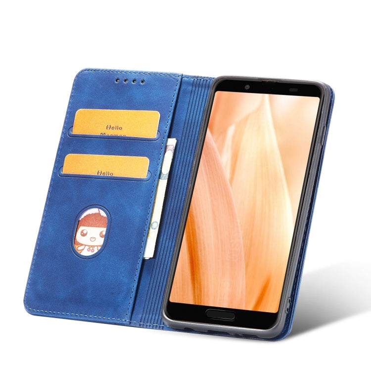 For Sharp Aquos Sense 3 Magnetic Dual-fold Leather Phone Case