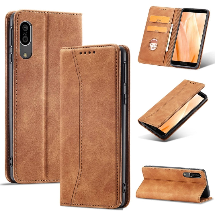 For Sharp Aquos Sense 3 Magnetic Dual-fold Leather Phone Case