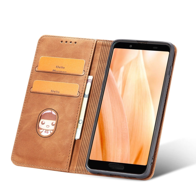 For Sharp Aquos Sense 3 Magnetic Dual-fold Leather Phone Case