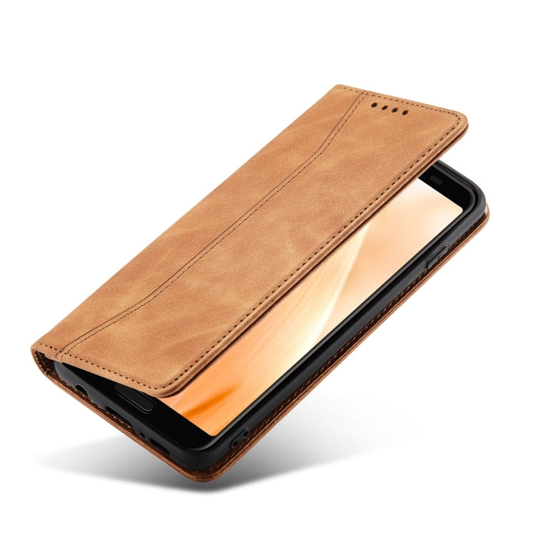 For Sharp Aquos Sense 3 Magnetic Dual-fold Leather Phone Case